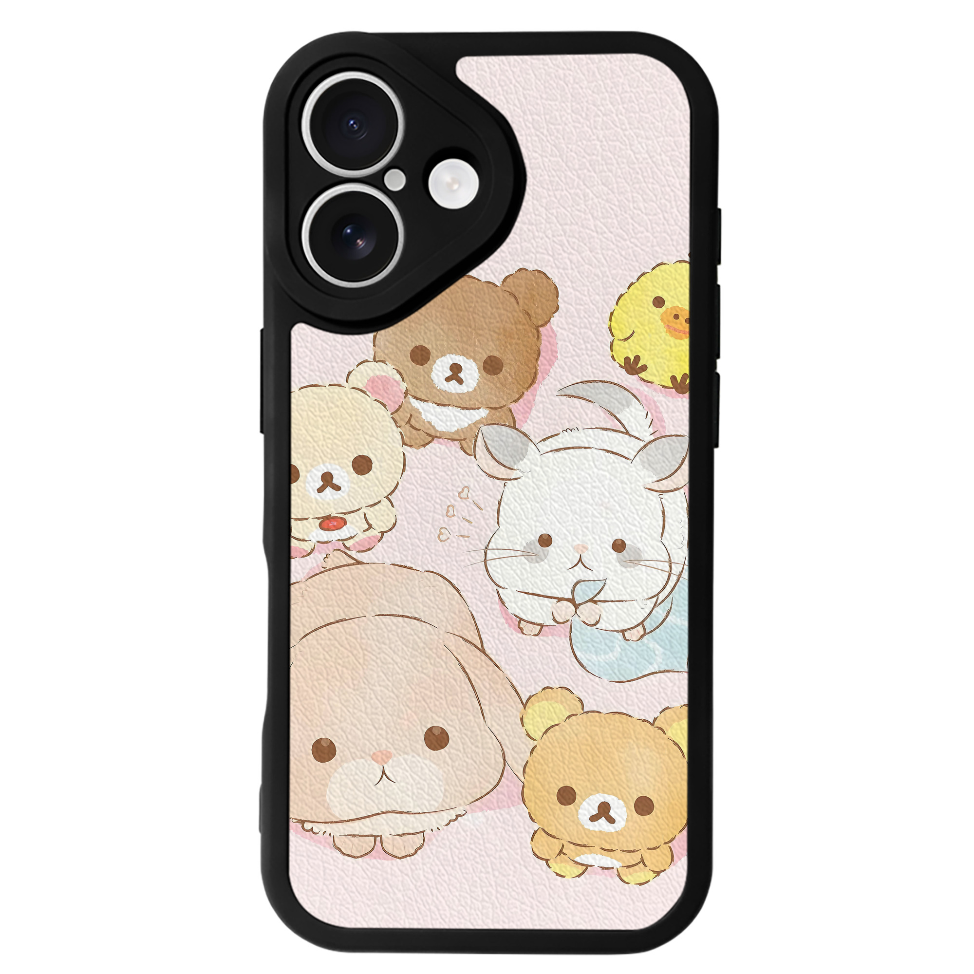 （画像用） リラックマ リラックマ キイロイトリ Rilakkuma Korilakkuma Kiiroitori 【iPhone 16シリーズ対応】シリコンスマホケース（レザー調） 材質：シリコン